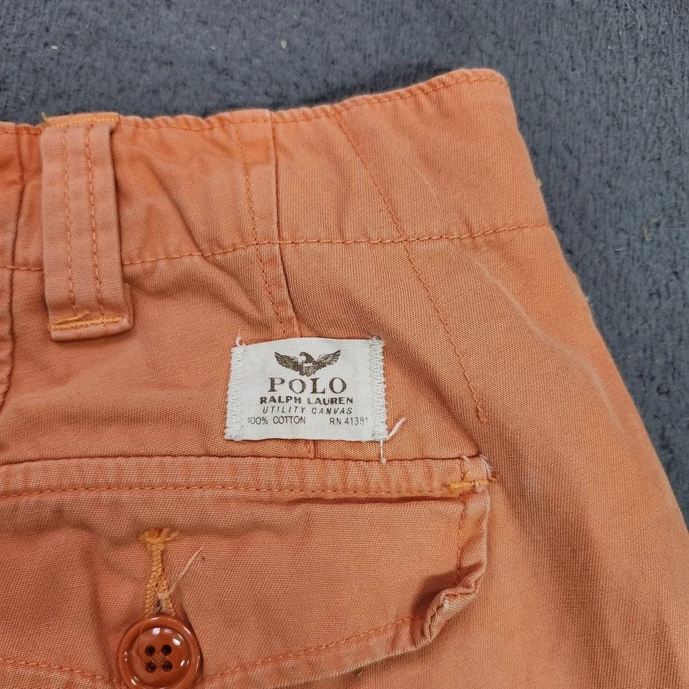 Polo Ralph Lauren Cargo Shorts Mens 38 Orange Utility Canvas 11 Inseam Pockets